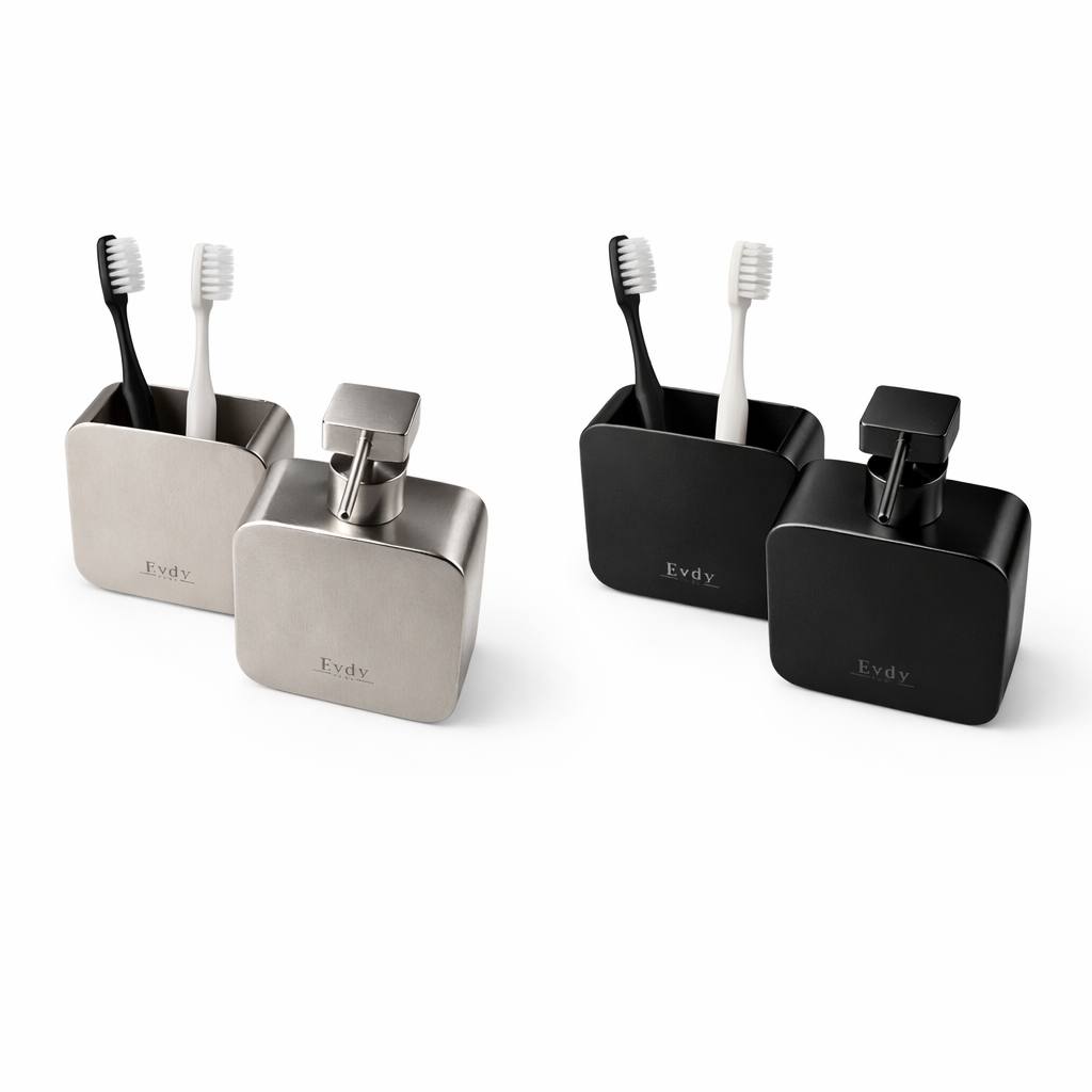 ست جای مایع و جای مسواک رومیزی استیل