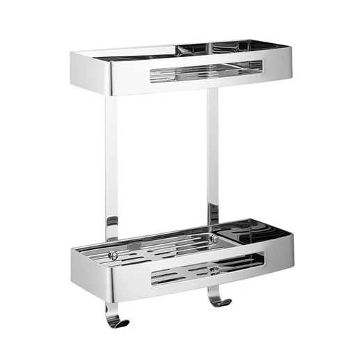 قفسه حمام ۲ طبقه استیل ( ۴ پایه )