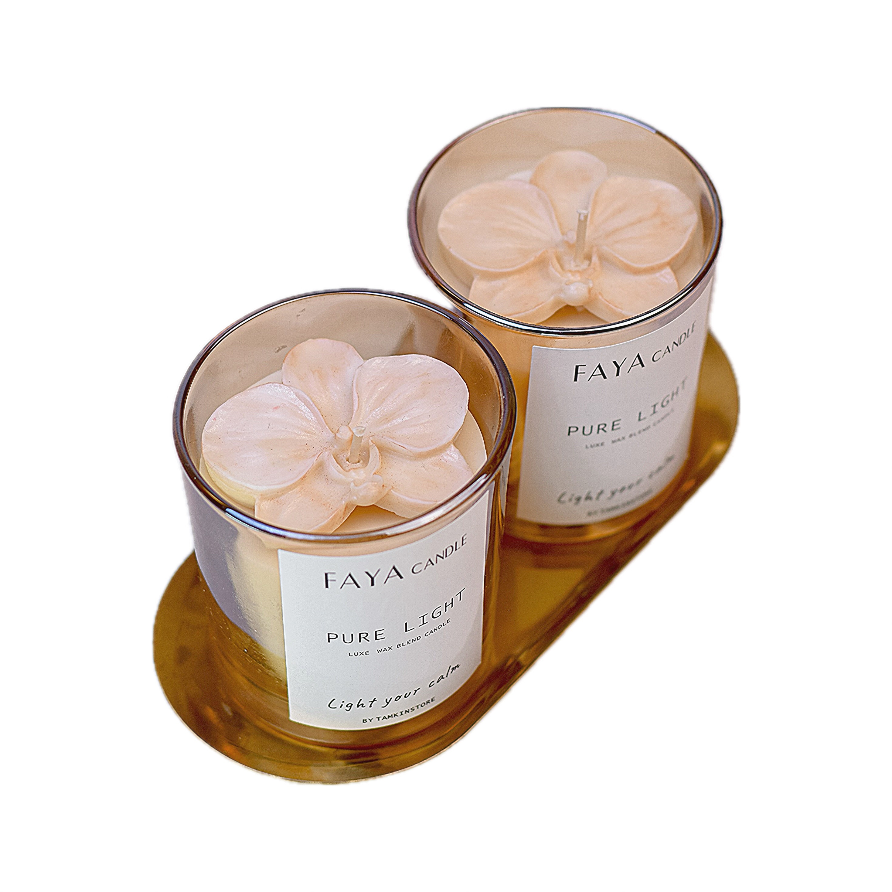 ست شمع ارکیده طلایی